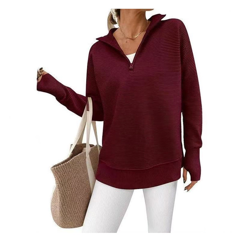 Dam Quarter-Zip Pullover Tröja-9