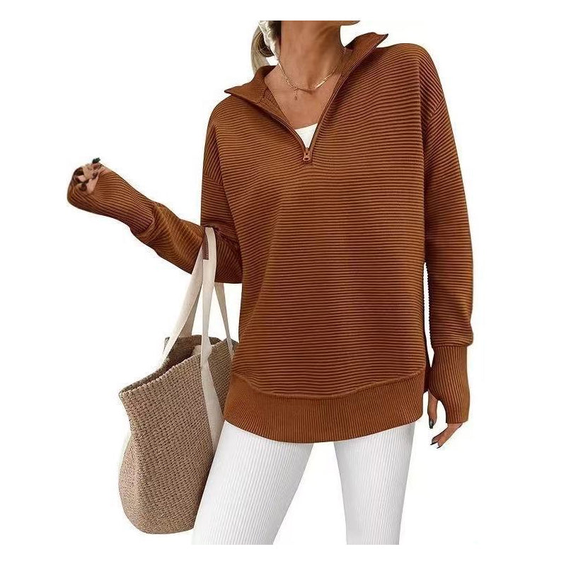 Dam Quarter-Zip Pullover Tröja-10