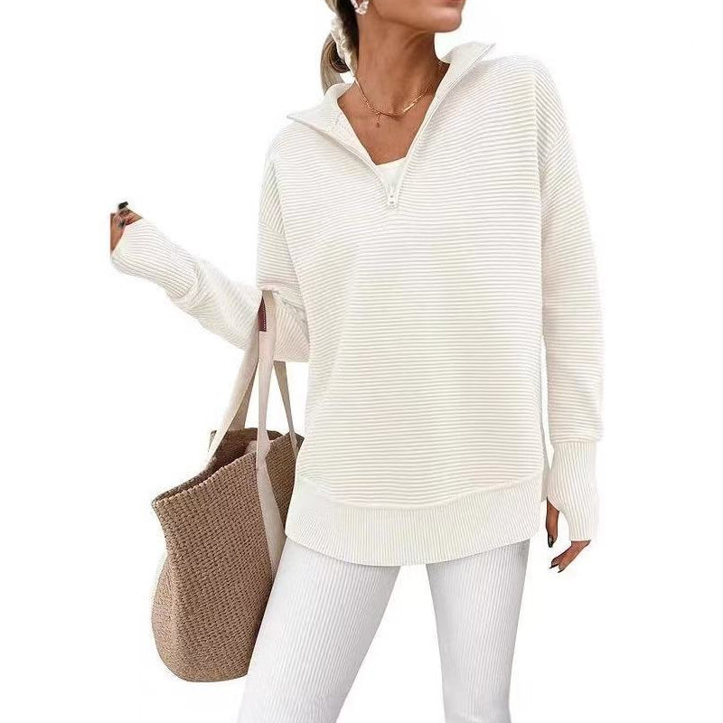 Dam Quarter-Zip Pullover Tröja-12