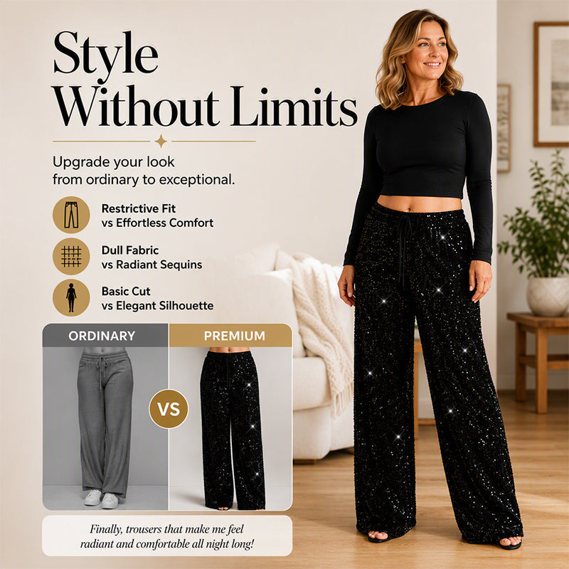 Ny kollektion🛍️Raka byxor för dam med elastisk midja-3