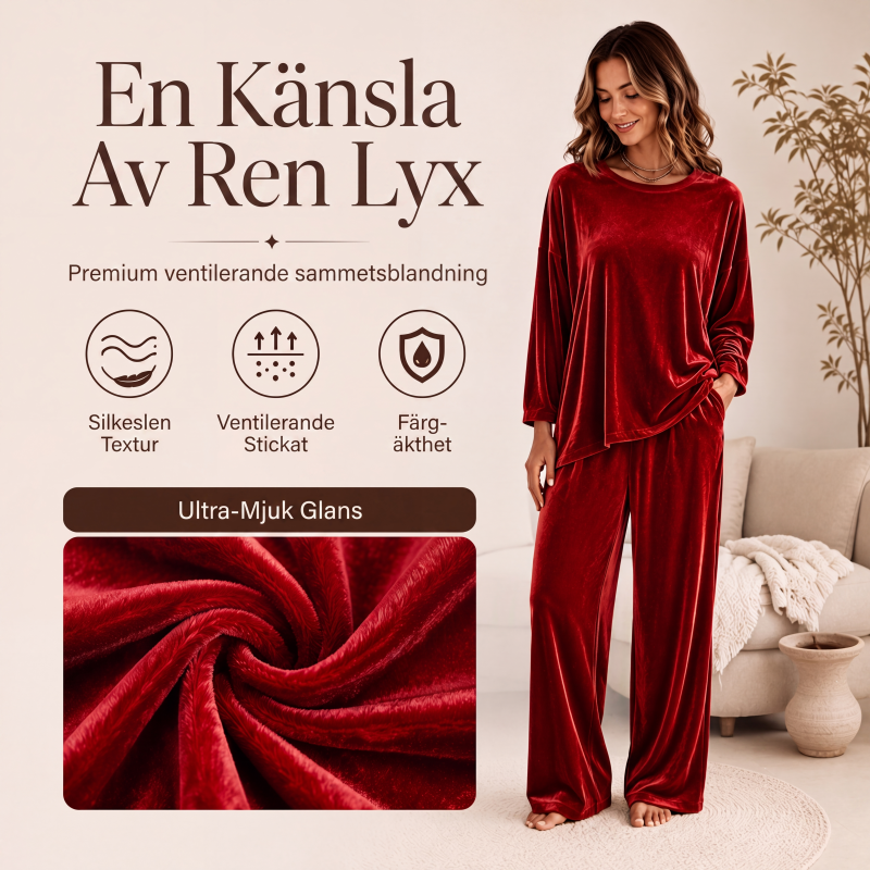 🚚 Fri frakt på just den här produkten!  Set med sammetslangärmad topp och vida byxor för kvinnor-2