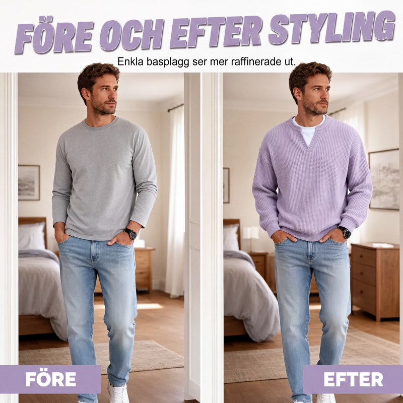 🔥50 % rabatt! |👕 Strukturerad waffeltröja för män-4