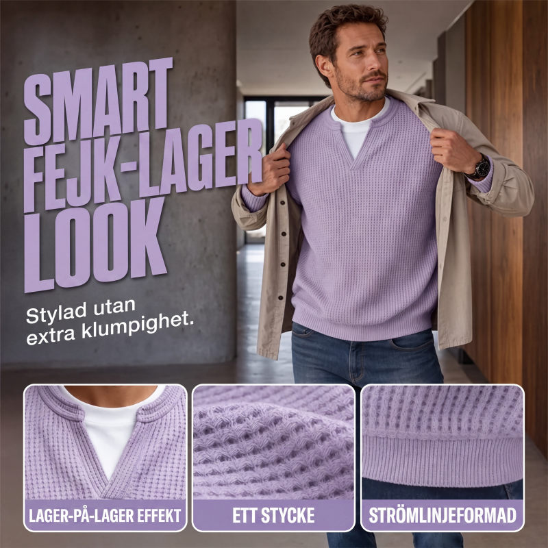 🔥50 % rabatt! |👕 Strukturerad waffeltröja för män-5