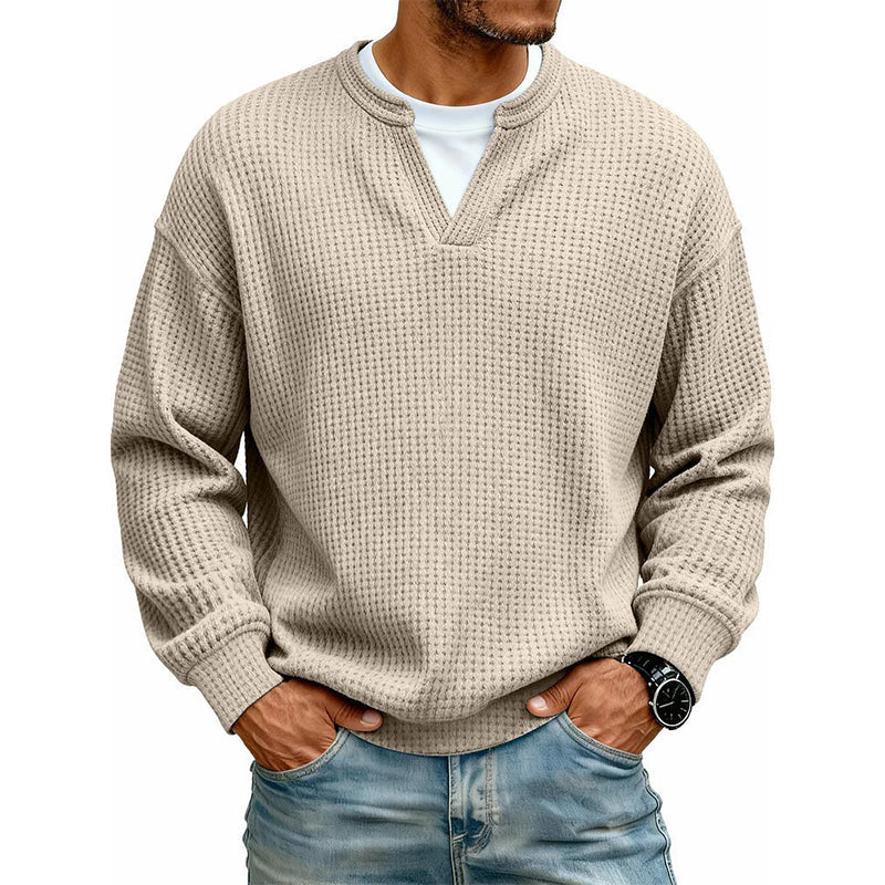 🔥50 % rabatt! |👕 Strukturerad waffeltröja för män-9