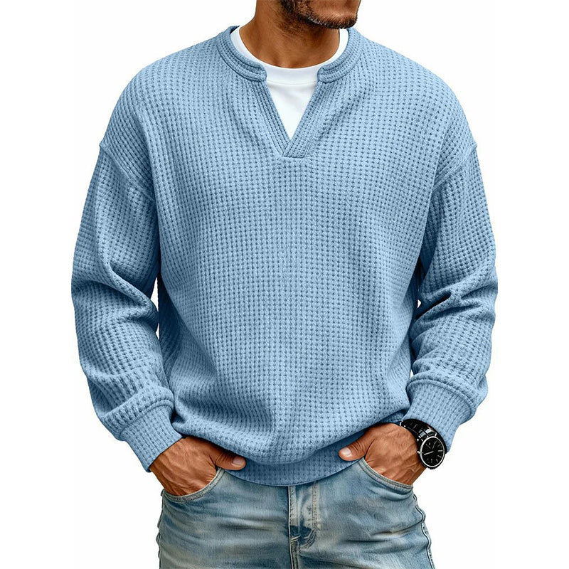 🔥50 % rabatt! |👕 Strukturerad waffeltröja för män-10