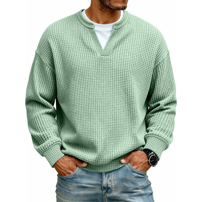🔥50 % rabatt! |👕 Strukturerad waffeltröja för män-8
