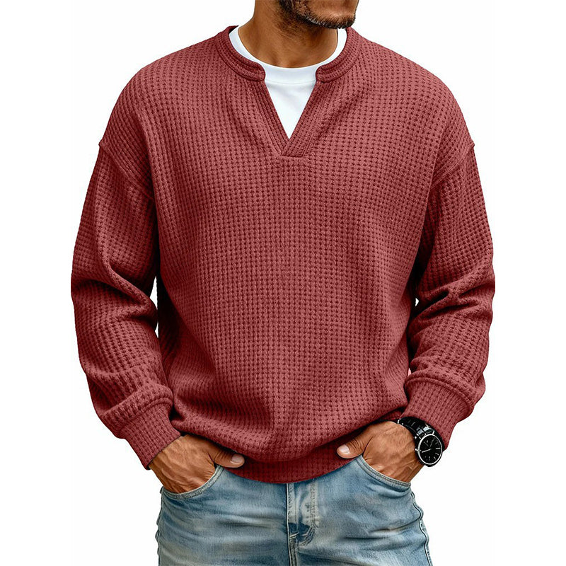 🔥50 % rabatt! |👕 Strukturerad waffeltröja för män-14