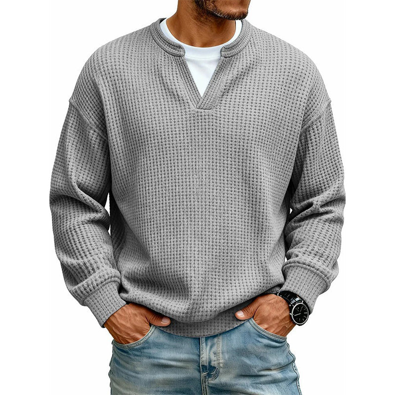 🔥50 % rabatt! |👕 Strukturerad waffeltröja för män-15