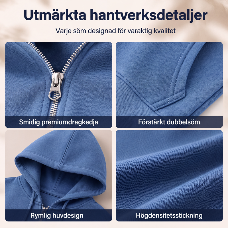 🧥Medellång huvtröja för kvinnor, ledig kofta med dragkedja och fickor-1