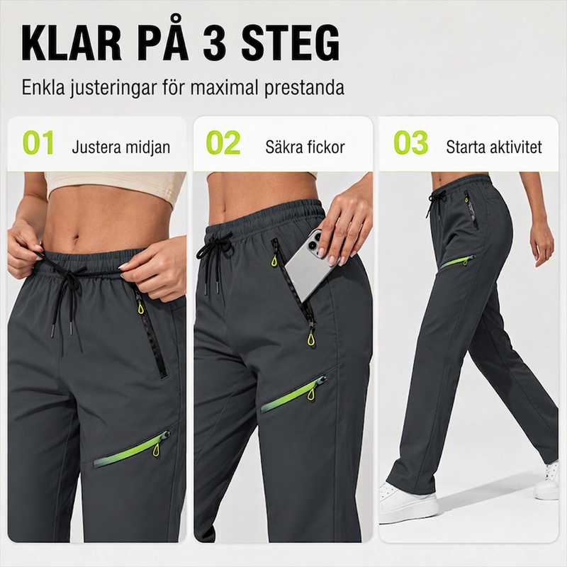 👖🔥 Bästsäljare – avslappnade sport- och träningsbyxor för damer med fickor med dragkedja-6