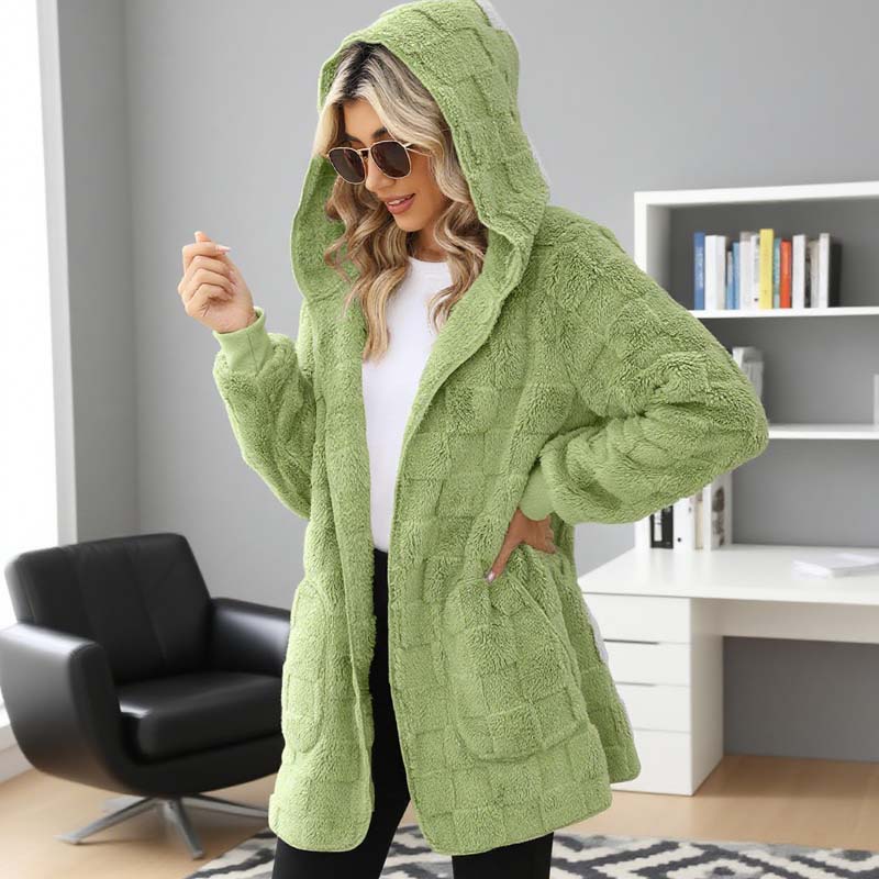 🔥50 % RABATT IDAG! 🌸Damernas Fluffiga Kofta med Huva – Mjuk Stickad Cardigan för Höst & Vinter-3