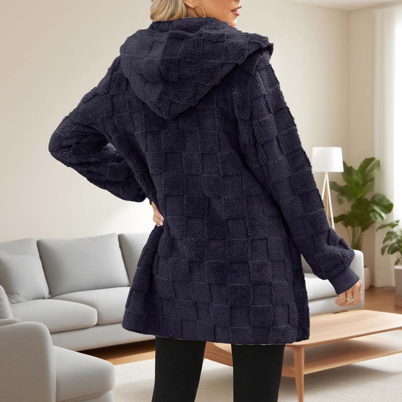 🔥50 % RABATT IDAG! 🌸Damernas Fluffiga Kofta med Huva – Mjuk Stickad Cardigan för Höst & Vinter-6