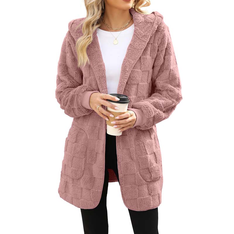 🔥50 % RABATT IDAG! 🌸Damernas Fluffiga Kofta med Huva – Mjuk Stickad Cardigan för Höst & Vinter-10