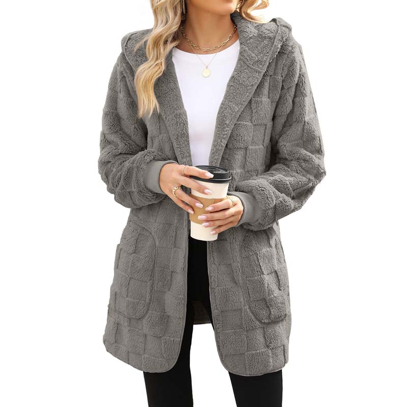 🔥50 % RABATT IDAG! 🌸Damernas Fluffiga Kofta med Huva – Mjuk Stickad Cardigan för Höst & Vinter-15