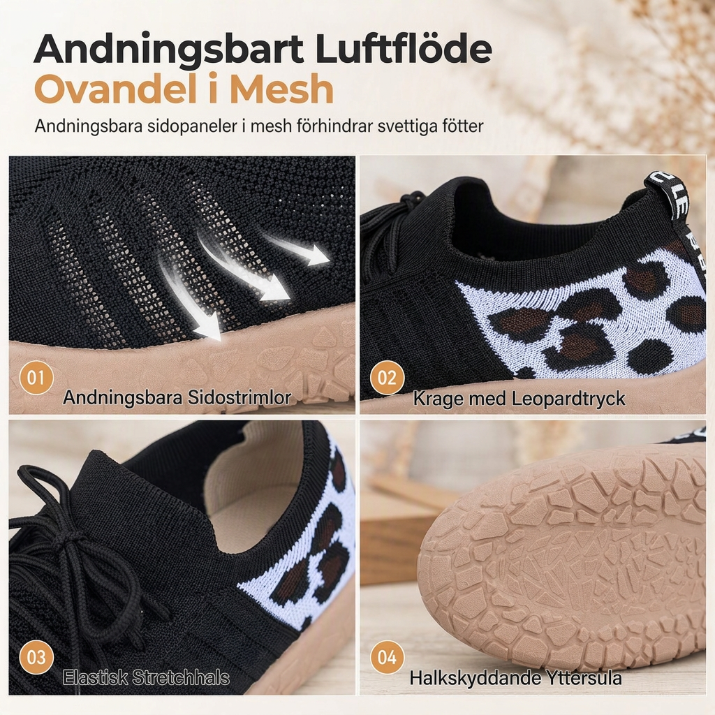 Kvinnor Slip-on Loafers Lätta Andas Sommar Casual Platt Skor Plusstorlek-4