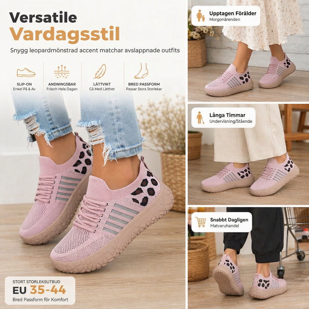Kvinnor Slip-on Loafers Lätta Andas Sommar Casual Platt Skor Plusstorlek-5