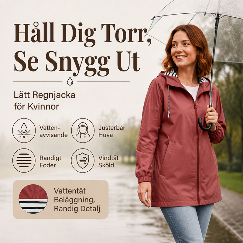 ⏳ Het erbjudande! |Damernas Vattentäta Regnjacka – Lätt & Elegant Huvtröja för Utomhusbruk-1
