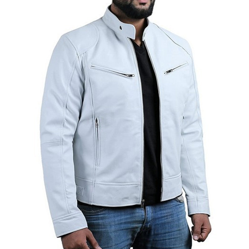 💯 Premium Look, Vardaglig Enkelhet | Herr PU-läder Ståkrage Dragkedja Jacka-5