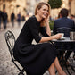 Elegant A-Line Knit Dress with Crew Neck-2