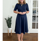 Elegant A-Line Knit Dress with Crew Neck-14