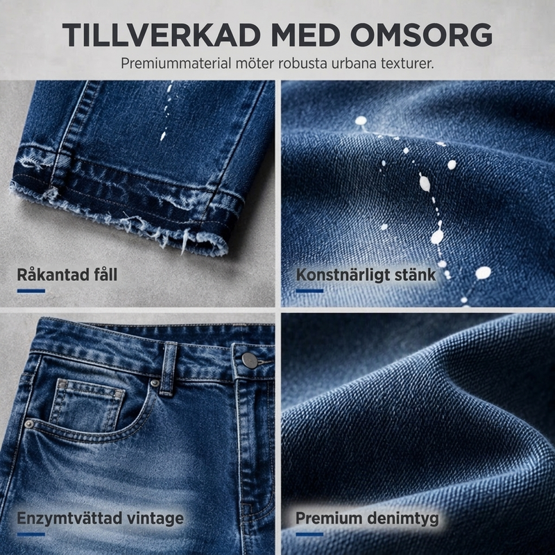 Jeans för män i urban streetstyle med färgstänk och sliten look-2