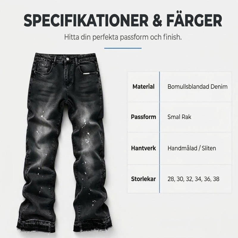 Jeans för män i urban streetstyle med färgstänk och sliten look-4