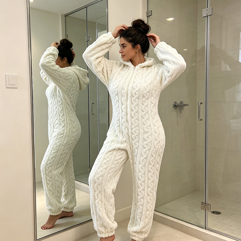 Nyhet✨ 🐻 Huvtröja onepiece med dragkedja – mjuk och varm-4