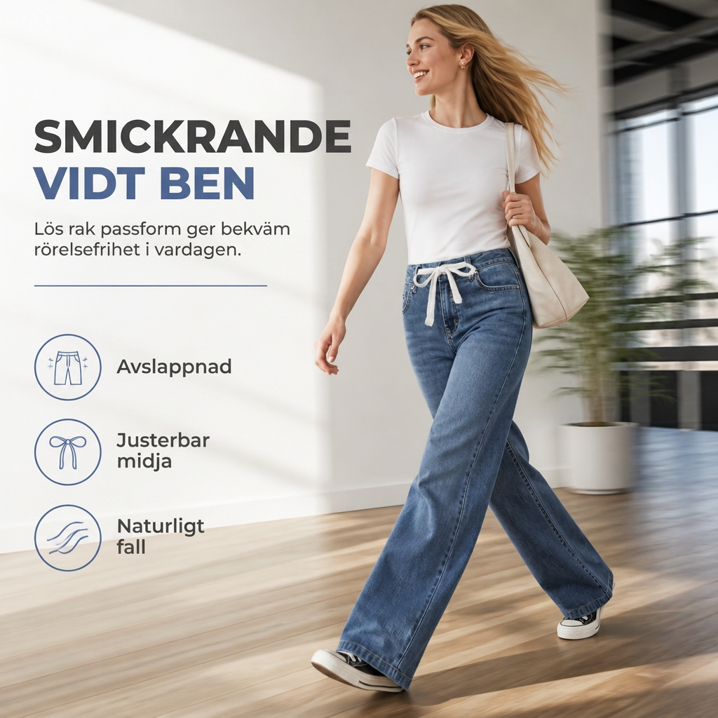 Damjeans med passform som är ledig och lös, vida ben-5