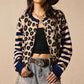 Tidlös Stickad Cardigan Dam – Mjuk Kofta med Elegant Leopardmönster-2