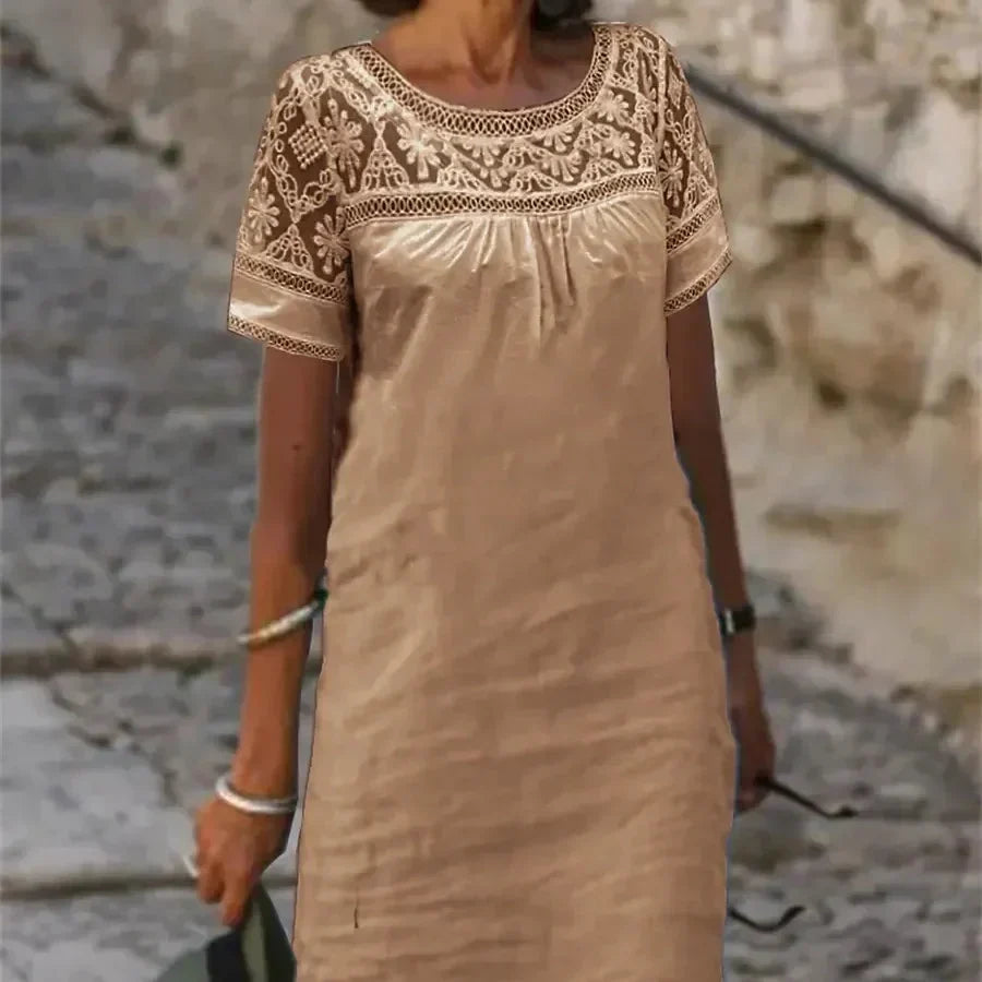 Women’s Casual Lace Round Neck Dress-5