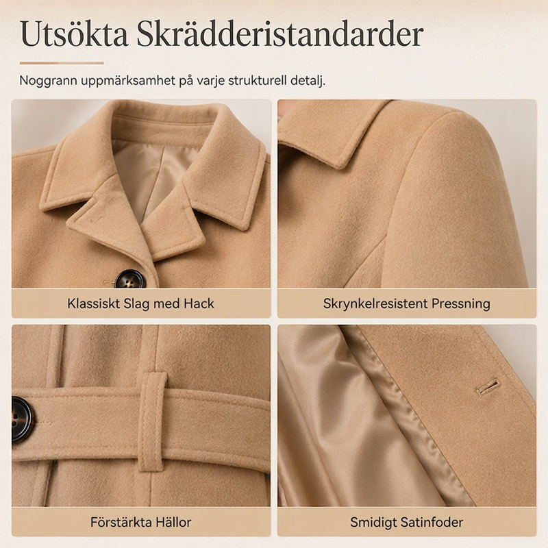 Damens elegant enkelknäppt smal kappa-3