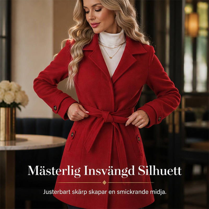 Damens elegant enkelknäppt smal kappa-2