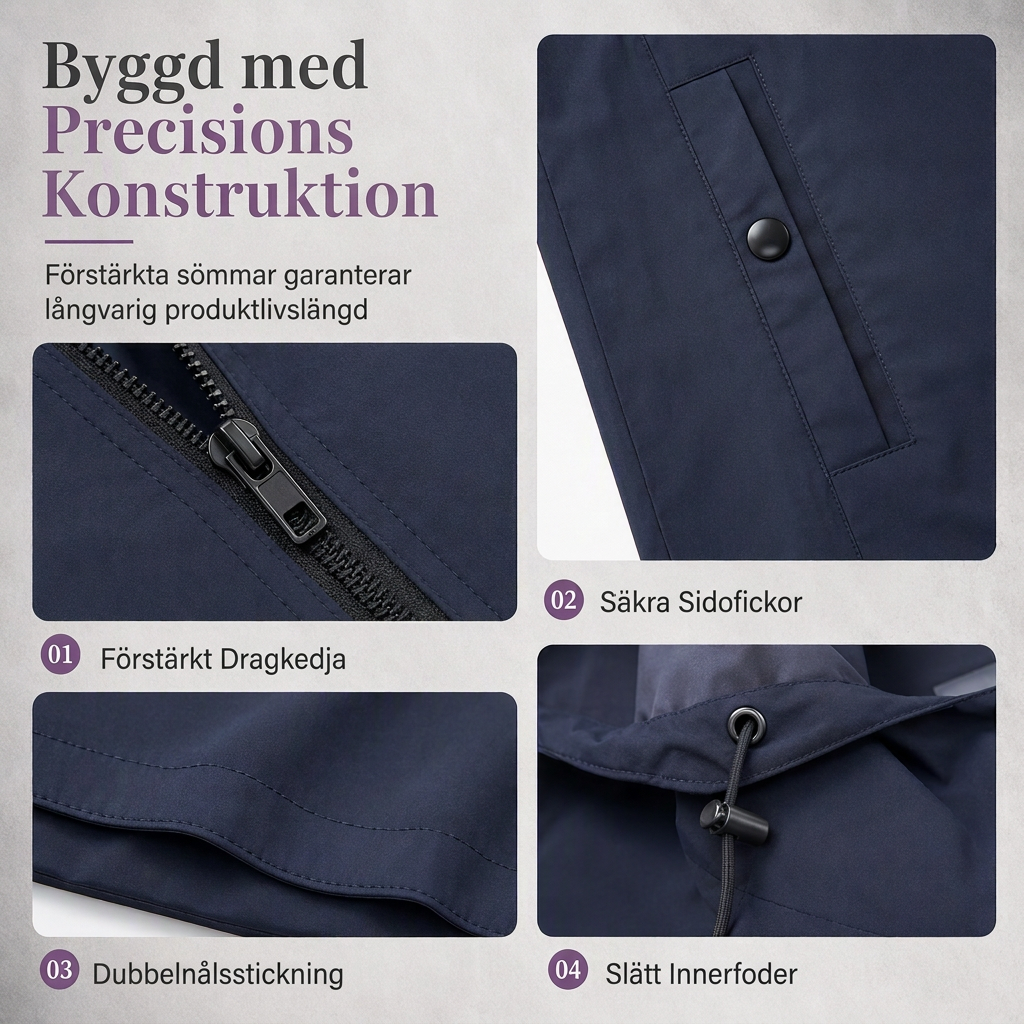 Fri frakt✈️🧥Herrjacka med huva, slim fit vindtät kappa-4