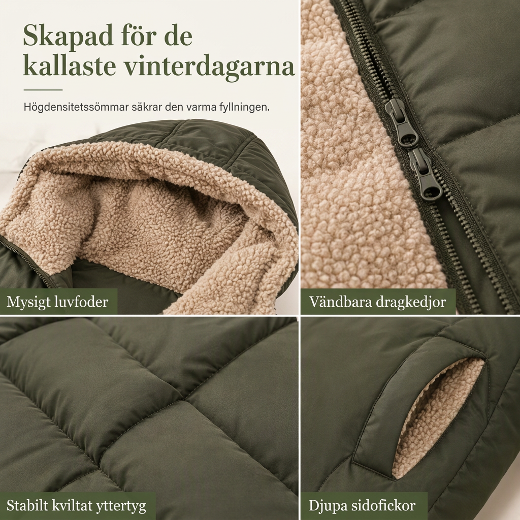 🛍️Dam Vändbar Vadderad Jacka med Huva – 2-i-1 Höst & Vinterjacka-4
