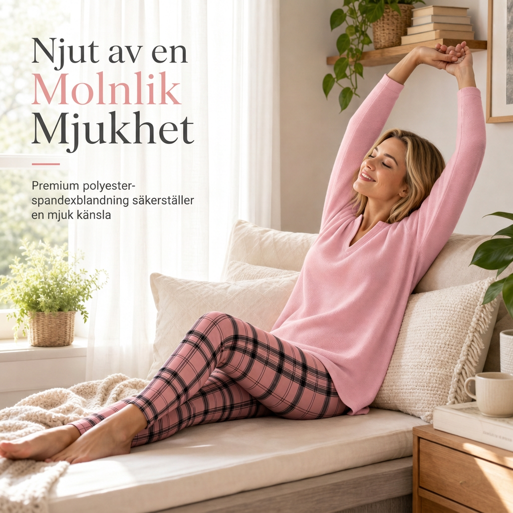 Set med stickad topp och rutiga leggings för kvinnor-2
