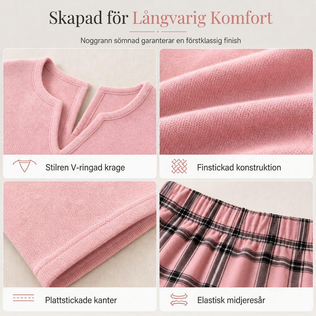 Set med stickad topp och rutiga leggings för kvinnor-4