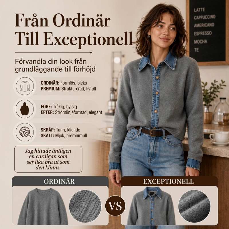 Damstickad tröja i falsk 2-delad design med denimgrage-3