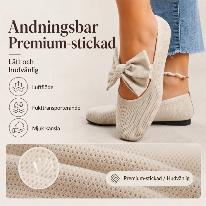 🌸 Ny kollektion – Platta damskor med fyrkantig tå 👠 Stickat tyg, elegant rosett och bekväm att ha på sig varje dag ✨-3
