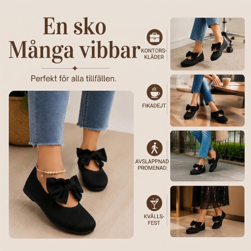 🌸 Ny kollektion – Platta damskor med fyrkantig tå 👠 Stickat tyg, elegant rosett och bekväm att ha på sig varje dag ✨-4