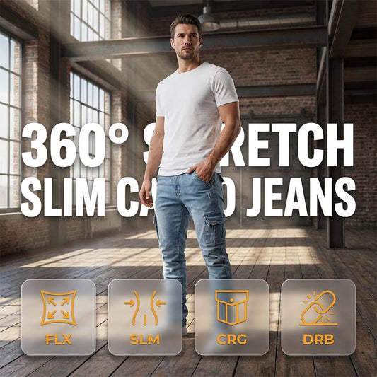 👖 50% rabatt💪Cargobyxor i denim för män