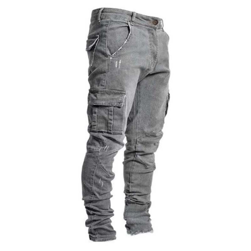 👖 50% rabatt💪Cargobyxor i denim för män-10