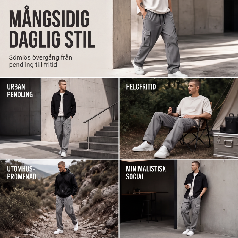 Kvinnors lediga och avslappnade arbetsbyxor med lastfickor-5