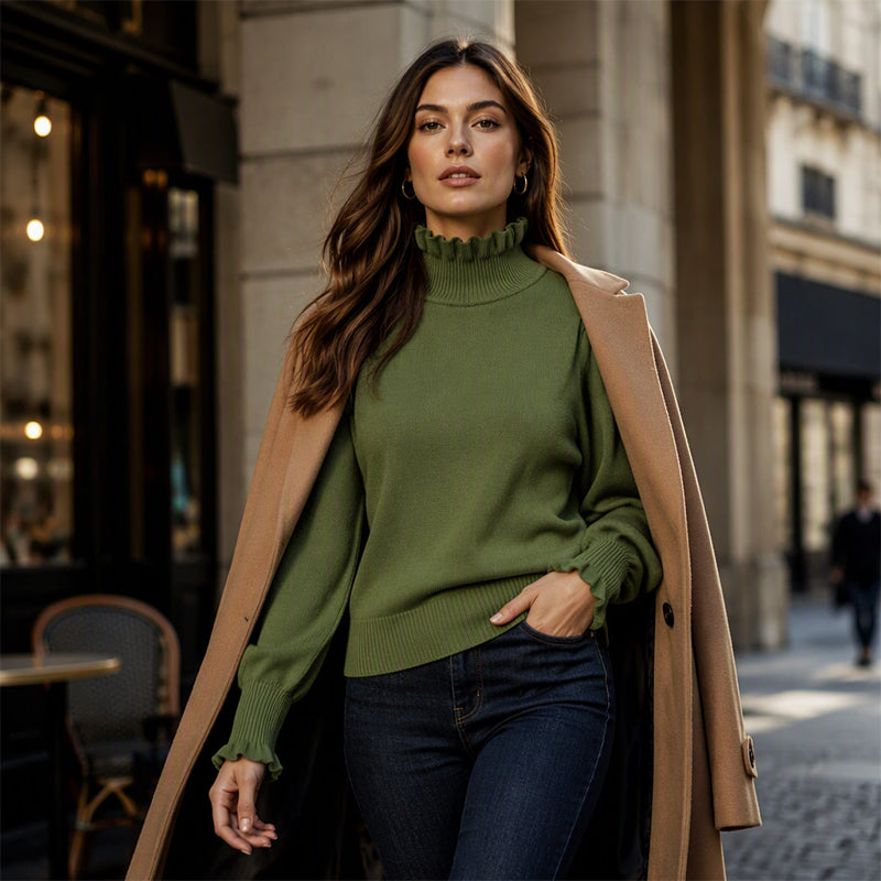 🔥 49 % RABATT UNDER BEGRÄNSAD TID! 👚 Elegant stickad topp för kvinnor med volanger – bekväm, feminin och sofistikerad ✨-7