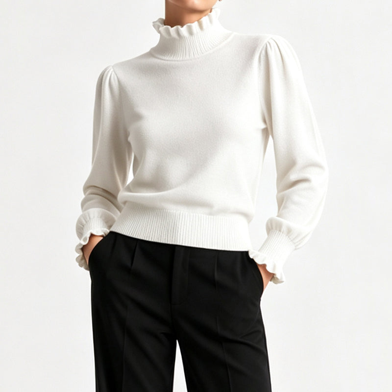 🔥 49 % RABATT UNDER BEGRÄNSAD TID! 👚 Elegant stickad topp för kvinnor med volanger – bekväm, feminin och sofistikerad ✨-9