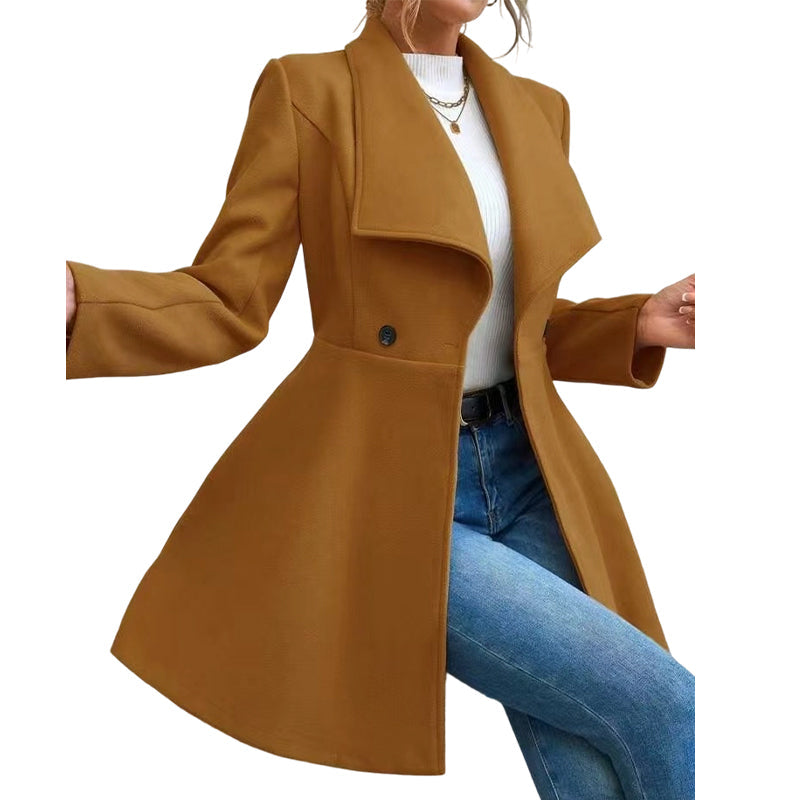 🍂Höstens exklusiva erbjudande|Elegant Mellanlång Kappa för Dam – Skräddad Siluett & Tidlös Stil🧥-8