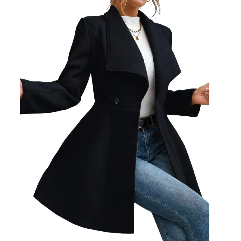 🍂Höstens exklusiva erbjudande|Elegant Mellanlång Kappa för Dam – Skräddad Siluett & Tidlös Stil🧥-11
