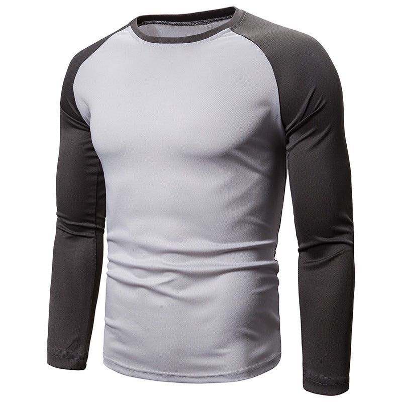 Långärmad raglan-t-shirt för män med färgblockdesign-10