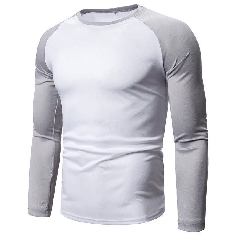 Långärmad raglan-t-shirt för män med färgblockdesign-12
