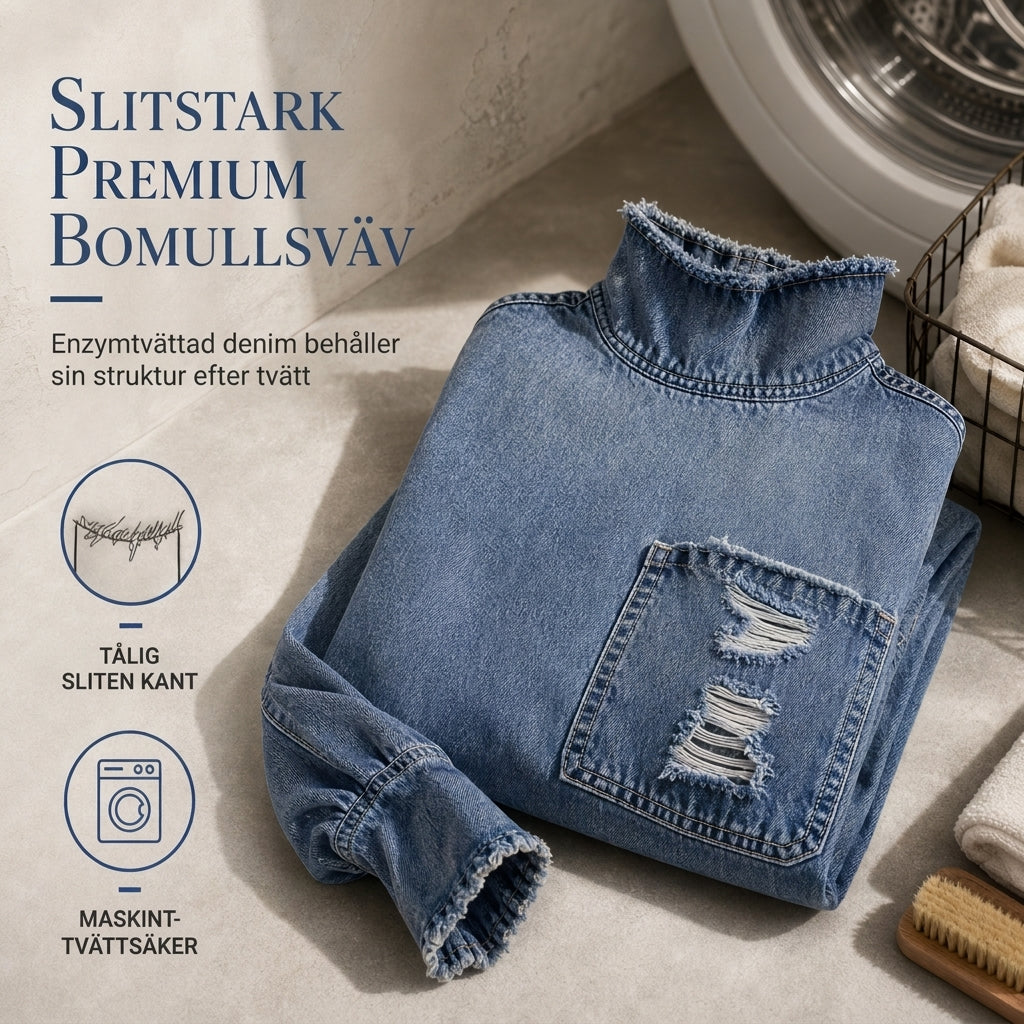 ✨ Ny höststil 💙 Oversized miniklänning i denim för damer med krage – bekväm passform, trendig och avslappnad chic-7
