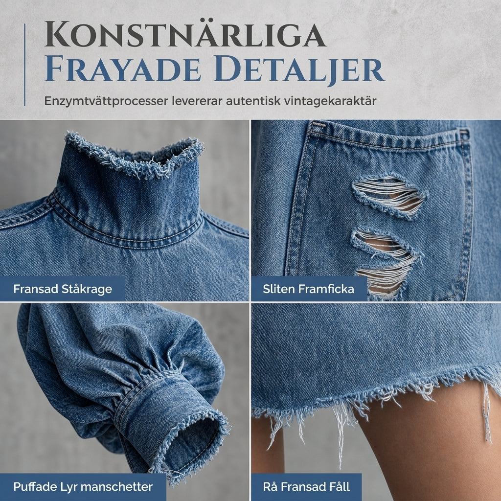 ✨ Ny höststil 💙 Oversized miniklänning i denim för damer med krage – bekväm passform, trendig och avslappnad chic-4